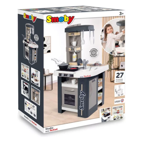 Cucina Giocattolo Smoby Tefal Studio – Cucina Trendy con 27 Accessori e Effetti Sonori per Bambini 3+ Anni