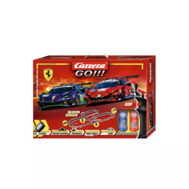 Pista Carrera GO!!! Ferrari Power Racing 8,6 m – Circuito Elettrico con 2 Auto Ferrari GT3 per Bambini 5+ Anni
