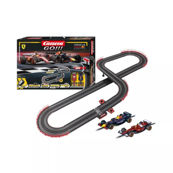 Pista Carrera GO!!! Champions Racing 4,3 m – Ferrari vs Red Bull Circuito Elettrico con Turbo Boost 5+ Anni