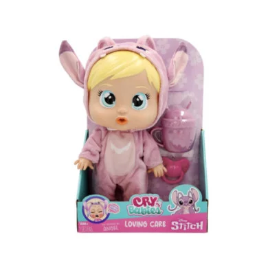 Cry Babies Loving Care Angel – Bambola Interattiva Disney Lilo & Stitch con Biberon e Ciuccio che Piange Lacrime Vere