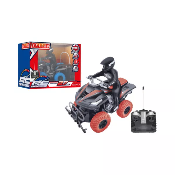 Quad Radiocomandato 27 MHz Spidko – Veicolo RC con Pilota e Ruote in Gomma per Bambini 5+ Anni