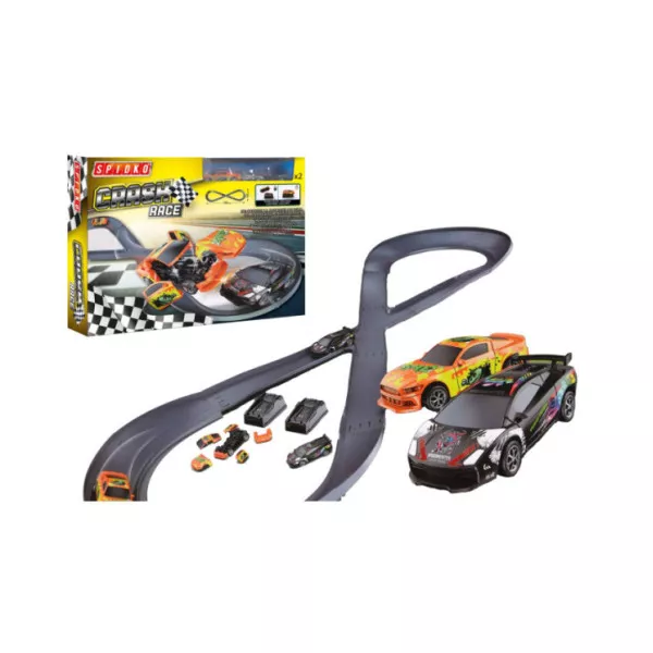 Spidko Crash Race – Pista Elettrica 190x60 cm con 2 Auto da Corsa a Scontro e Accessori di Collisione