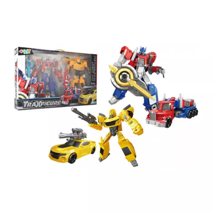 Set Trax Figure Transformers – 2 Robot Convertibili in Auto e Camion con Armi e Accessori