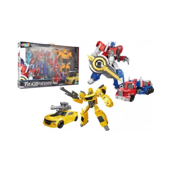 Set Trax Figure Transformers – 2 Robot Convertibili in Auto e Camion con Armi e Accessori