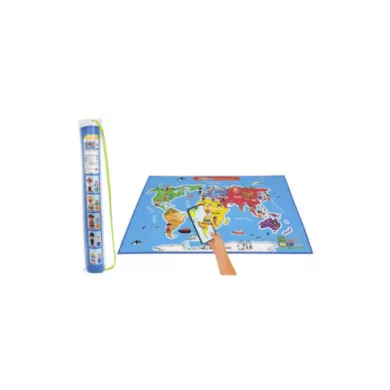 Tappeto Mondo 150x100 cm – Tappeto Educativo Geografico per Bambini con Mappa Illustrata