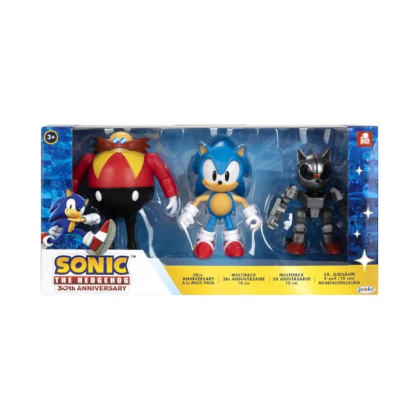 Set Action Figure Sonic 30° Anniversario – 3 Personaggi Articolati 10 cm per Bambini 3+ Anni