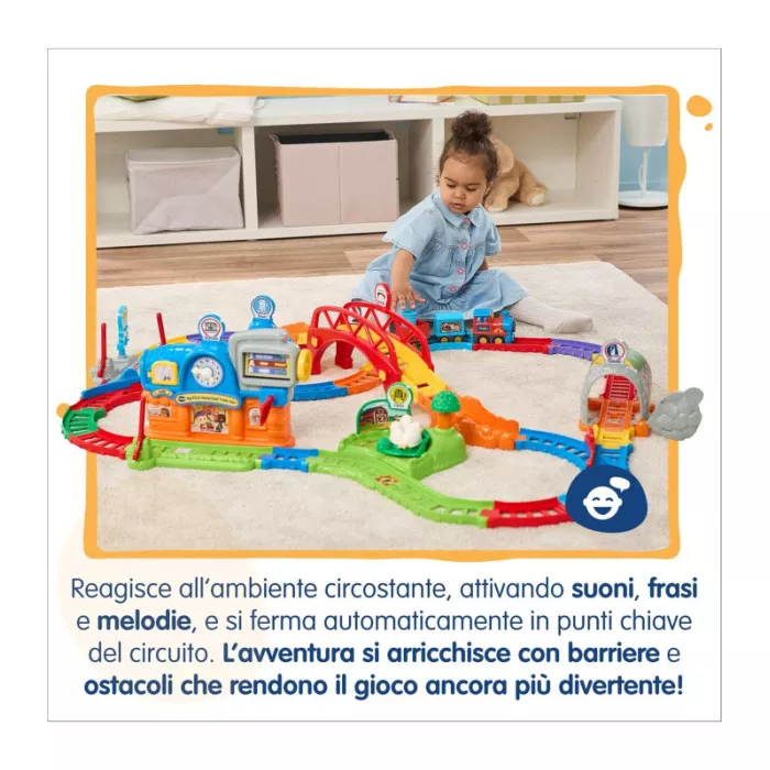 Pista Trenino Elettrico Vroom Vroom Go – Avventure in Treno con Ostacoli e Zone Magiche, 1-5 Anni VTech