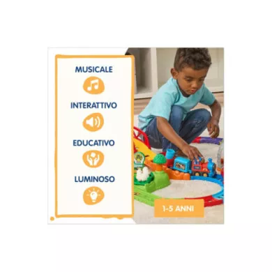 Pista Trenino Elettrico Vroom Vroom Go – Avventure in Treno con Ostacoli e Zone Magiche, 1-5 Anni VTech