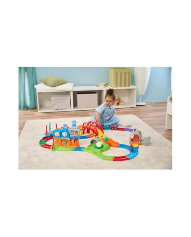 Pista Trenino Elettrico Vroom Vroom Go – Avventure in Treno con Ostacoli e Zone Magiche, 1-5 Anni VTech