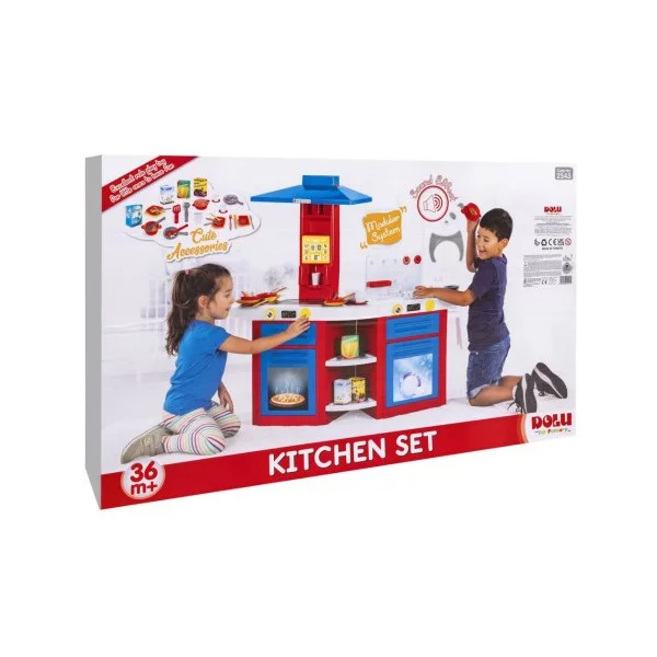 Cucina Giocattolo Modulare con Suoni Dolu – Cucina 100x110 cm con 33 Accessori per Bambini 36+ Mesi