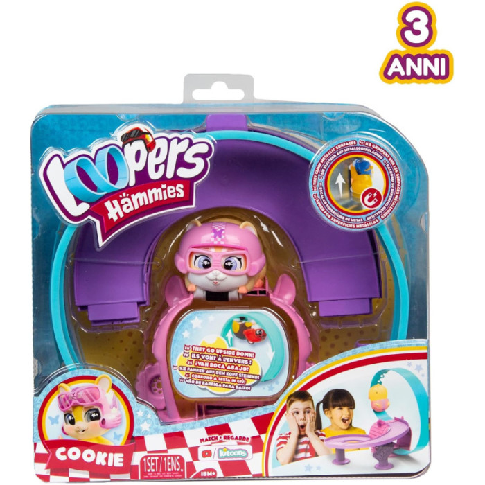Criceto Interattivo Loopers Hammies – Giocattolo con Ruota e Pista, Colore Casuale, per Bambini 3+ Anni
