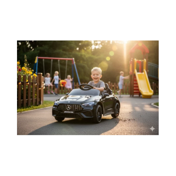 Macchina Elettrica Mercedes CLE53 12V Nera – Auto Sportiva per Bambini con Telecomando, Sedile in Pelle, Luci LED, 3+ Anni