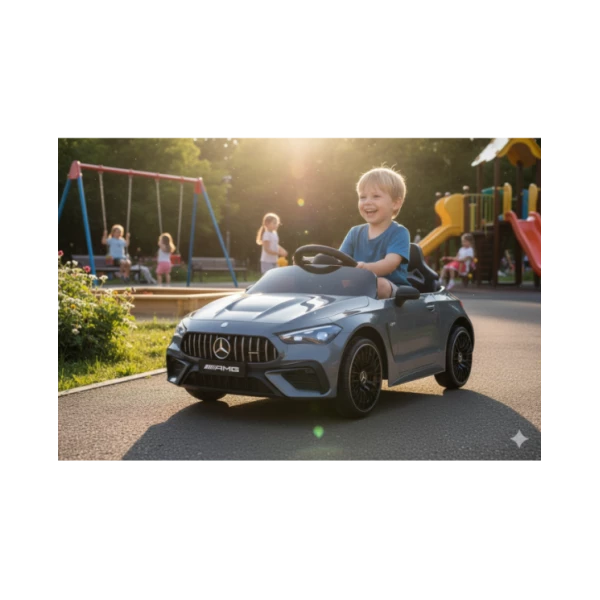 Macchina Elettrica Mercedes CLE53 12V Grigia – Auto Sportiva per Bambini con Telecomando, Sedile in Pelle, Luci LED, 3+ Anni