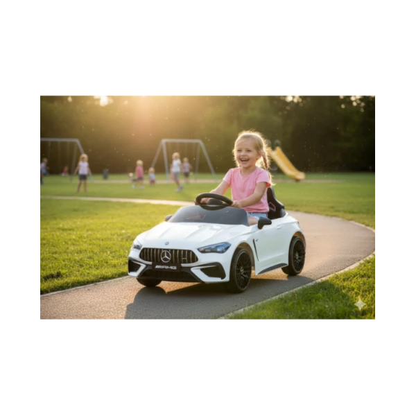 Macchina Elettrica Mercedes CLE53 12V Bianca – Auto Sportiva per Bambini con Telecomando, Sedile in Pelle, Luci LED, 3+ Anni