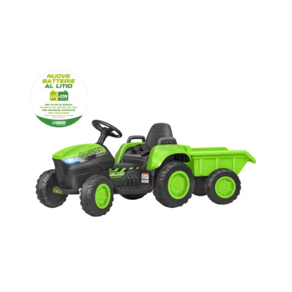 Trattore Elettrico con Rimorchio 12V per Bambini 3+ Anni – Veicolo a Pedali con Luci e Suoni
