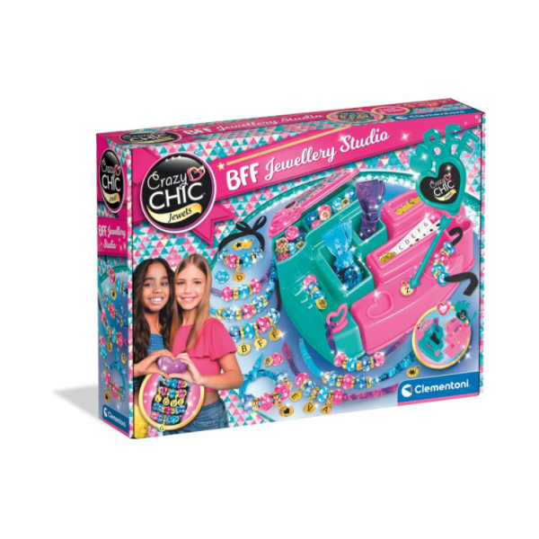 BFF Jewellery Studio – Kit Creazione Gioielli 7+ Anni con Attrezzi, Perline e Accessori Crazy Chic Clementoni