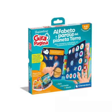 Sapientino GiraPagina – Libro Interattivo Alfabeto e Parole del Pianeta Terra 4-6 Anni Clementoni