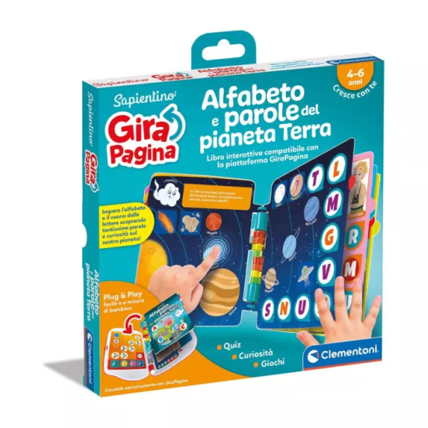Sapientino GiraPagina – Libro Interattivo Alfabeto e Parole del Pianeta Terra 4-6 Anni Clementoni