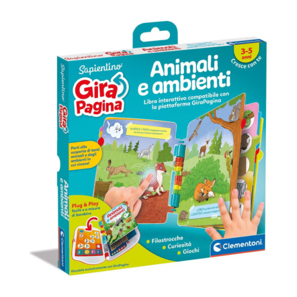 Sapientino GiraPagina – Libro Interattivo Animali e Ambienti 3-5 Anni Clementoni