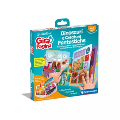 Sapientino GiraPagina – Dinosauri e Creature Fantastiche Libro Interattivo 4-6 Anni Clementoni