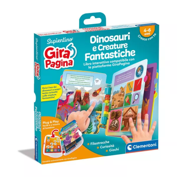 Sapientino GiraPagina – Dinosauri e Creature Fantastiche Libro Interattivo 4-6 Anni Clementoni