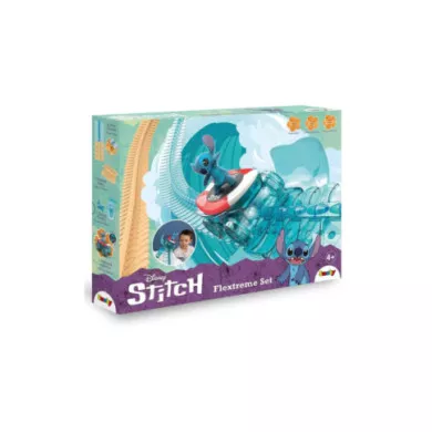 Disney Stitch Flextreme Discovery Set – Circuito Flessibile 184 Pezzi con Veicolo Luminoso 4+ Anni Smoby