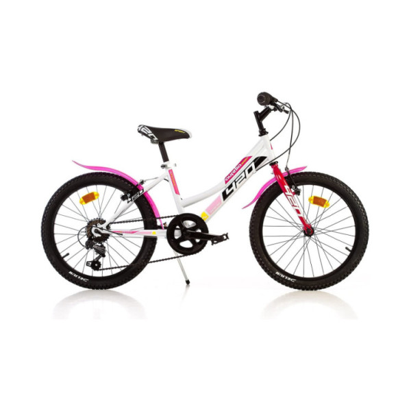 Bicicletta MTB 20" Ragazza – Dino Bikes Bianco/Fuxia, Telaio Hi-Ten 20", Freni V-Brake, Cerchi in Alluminio