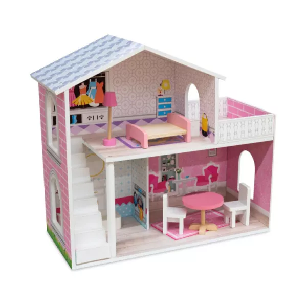 Casetta delle Bambole in Legno – Villetta dei Sogni a 2 Piani con Accessori, Gioco Immaginativo 3+ Anni
