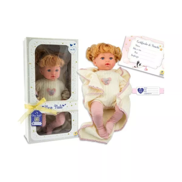Bambolotto Neonato 45cm – Femmina, Corpo Morbido in Vinile, Copertina e Certificato di Nascita, 3+ Anni