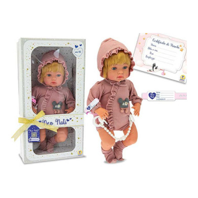 Bambolotto Neonato 45cm – Corpo Morbido in Vinile, Outfit Rosa e Certificato di Nascita, 3+ Anni