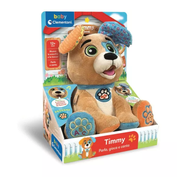 Peluche Interattivo Timmy Parla Gioca Canta – Cane Parlante 12+ Mesi con Musica e Frasi, Baby Clementoni