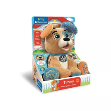 Peluche Interattivo Timmy Parla Gioca Canta – Cane Parlante 12+ Mesi con Musica e Frasi, Baby Clementoni