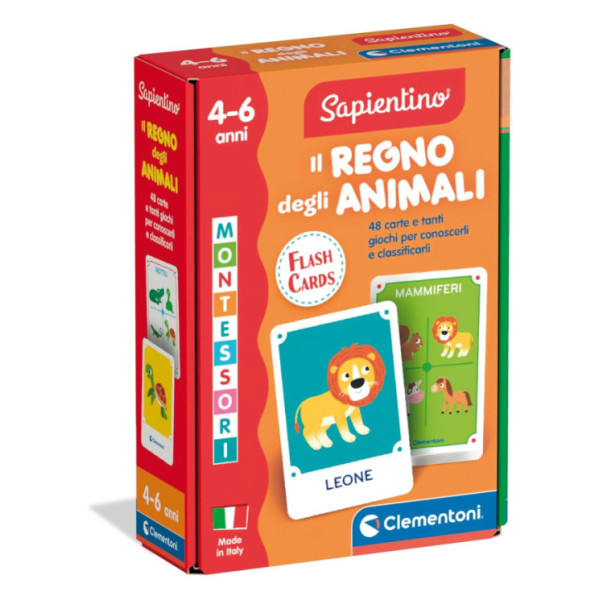 Flashcard Montessori Il Regno degli Animali – Carte Educative 4-6 Anni per Conoscere e Classificare Animali Clementoni