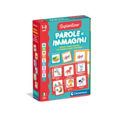 Flashcard Montessori Parole e Immagini – Carte Educative 1-3 Anni per Riconoscere Animali Cibi e Oggetti, Sapientino Clementoni
