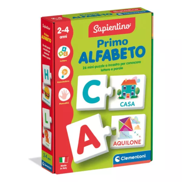 Flashcard Primo Alfabeto – Carte Educative 2-4 Anni per Imparare Lettere e Prime Parole, Sapientino Clementoni