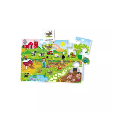 Parole in Fattoria Montessori – Puzzle Sagomati 1-3 Anni per Linguaggio e Manualità, Sapientino Clementoni