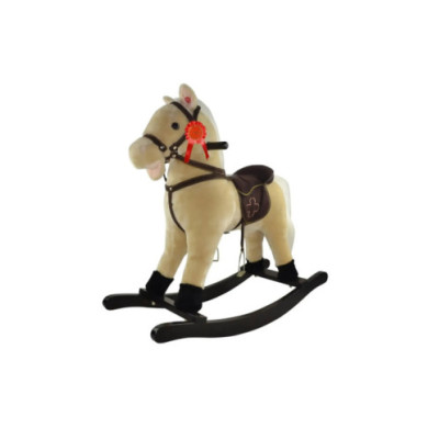 Cavallo a Dondolo con Suoni – Gioco Cavalcabile in Legno 18+ Mesi Beige