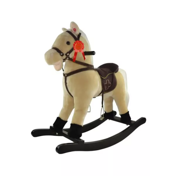 Cavallo a Dondolo con Suoni – Gioco Cavalcabile in Legno 18+ Mesi Beige