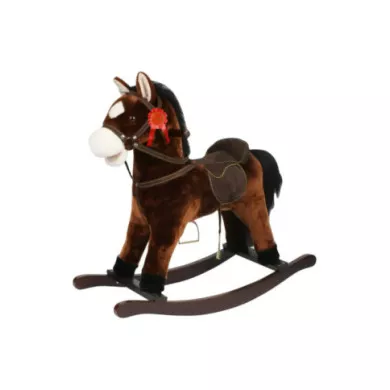 Cavallo a Dondolo con Suoni – Gioco Cavalcabile in Legno 18+ Mesi Marrone Scuro