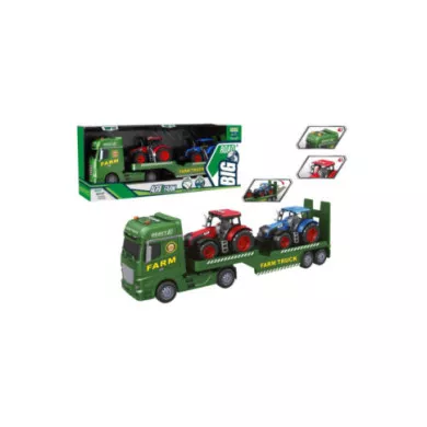 Camion Trasporto Trattori AgriFarm – Camion con 2 Trattori Giocattolo Luci e Suoni 3+ Anni