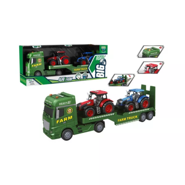 Camion Trasporto Trattori AgriFarm – Camion con 2 Trattori Giocattolo Luci e Suoni 3+ Anni