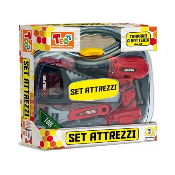 Set Attrezzi Giocattolo con Trapano a Batteria – Valigetta 12 Pezzi per Bambini 3+ Anni