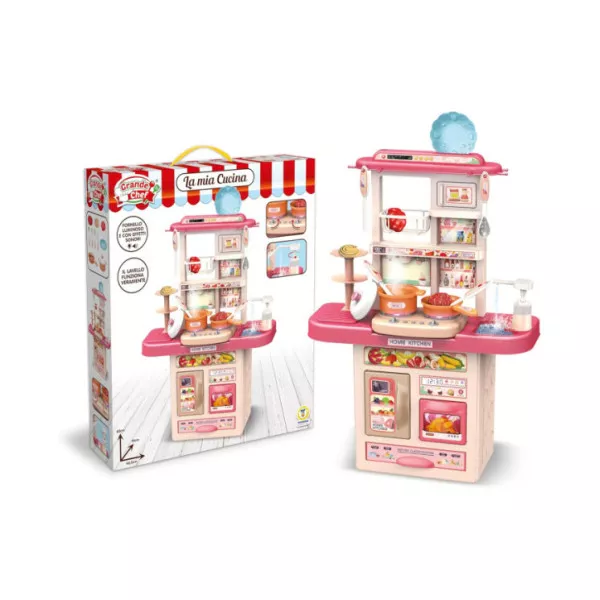 Cucina Giocattolo per Bambini 65 cm – Fornello con Luci e Suoni, Lavello Funzionante, Accessori Inclusi 3+ Anni