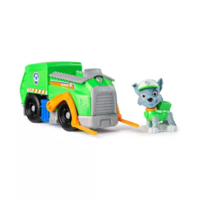 Paw Patrol Camion della Raccolta Rifiuti di Rocky con Veicolo e Personaggio 3+ Anni, Gioco Immaginazione Bambini