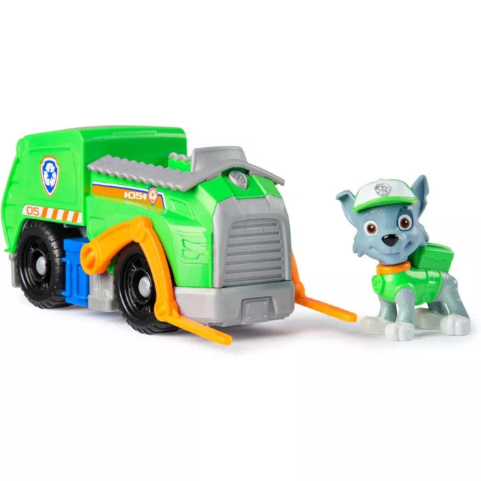 Paw Patrol Camion della Raccolta Rifiuti di Rocky con Veicolo e Personaggio 3+ Anni, Gioco Immaginazione Bambini