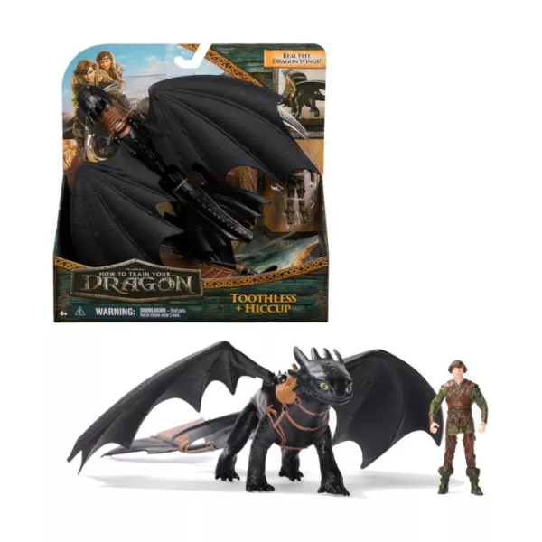 Dragons Set Drago Sdentato e Hiccup con Personaggi Articolati 4+ Anni, Gioco d’Azione Bambini