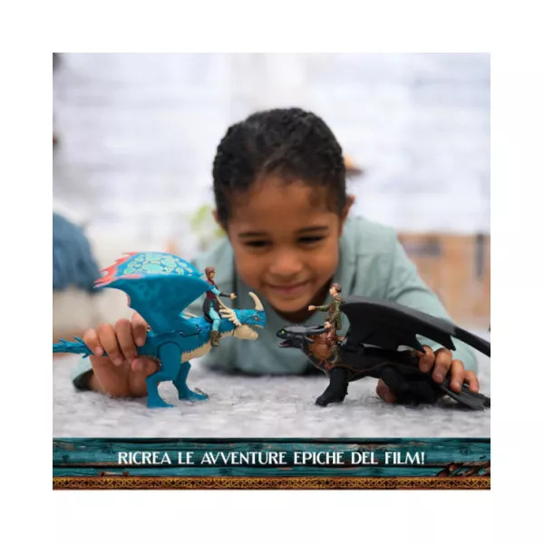 Dragons Set Drago Sdentato e Hiccup con Personaggi Articolati 4+ Anni, Gioco d’Azione Bambini