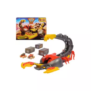 Monster Jam Set di Gioco Venom Velocity Scorpion con Pista e 2 Monster Truck 1:87, Bambini 3-6 Anni