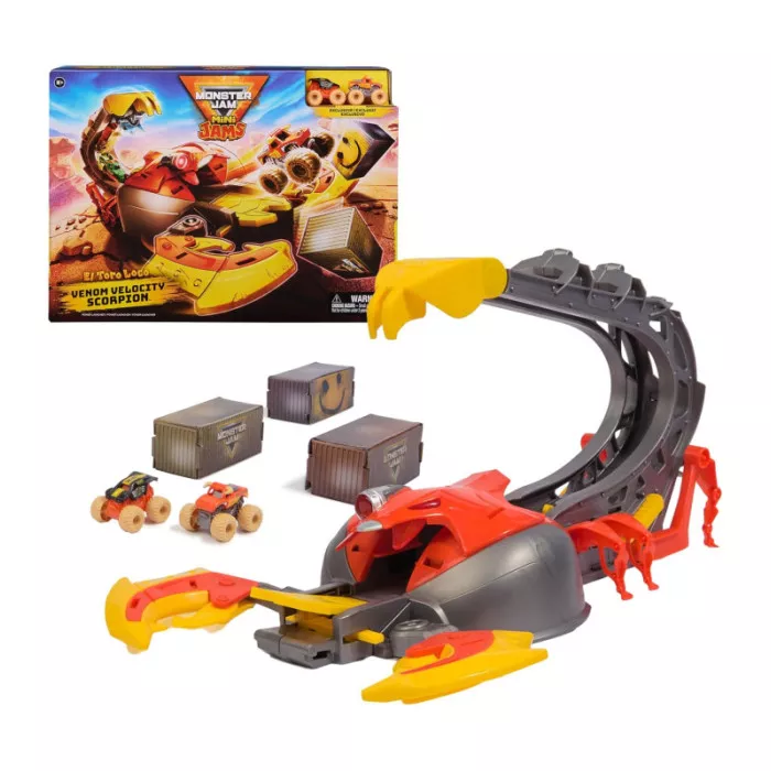Monster Jam Set di Gioco Venom Velocity Scorpion con Pista e 2 Monster Truck 1:87, Bambini 3-6 Anni