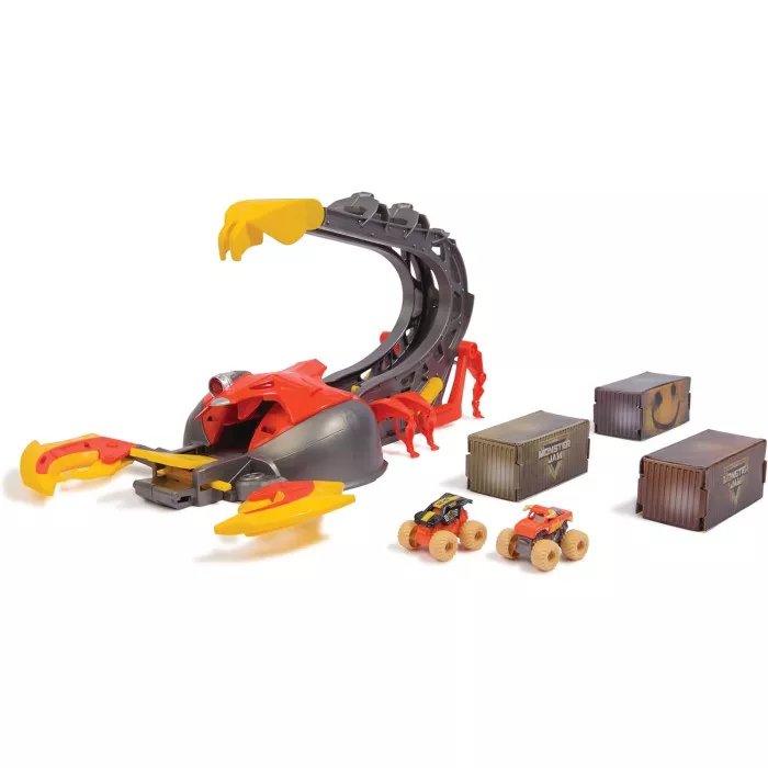 Monster Jam Set di Gioco Venom Velocity Scorpion con Pista e 2 Monster Truck 1:87, Bambini 3-6 Anni